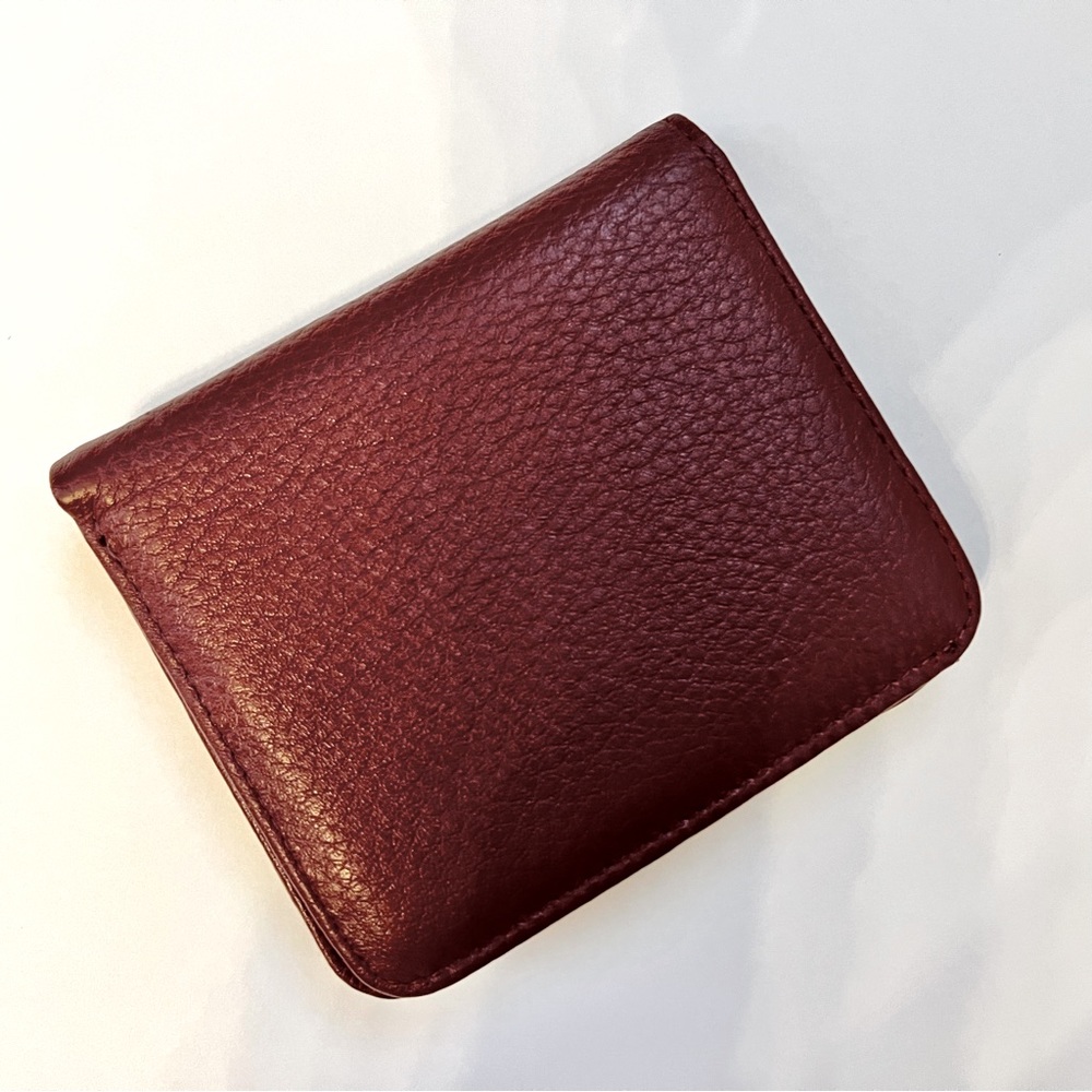 Small Burgundy Leather Wallet Gently Used with RFID protection